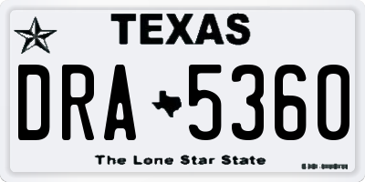 TX license plate DRA5360