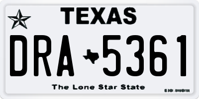 TX license plate DRA5361