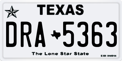 TX license plate DRA5363