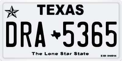 TX license plate DRA5365
