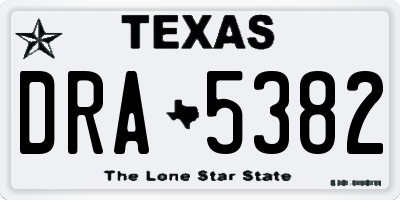 TX license plate DRA5382