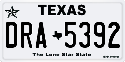 TX license plate DRA5392
