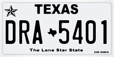TX license plate DRA5401