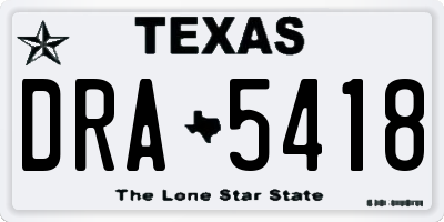 TX license plate DRA5418