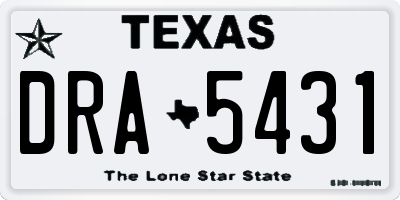 TX license plate DRA5431