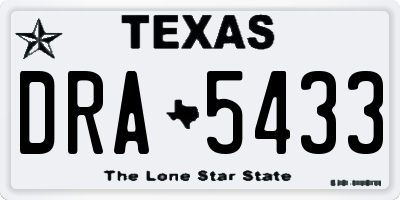 TX license plate DRA5433