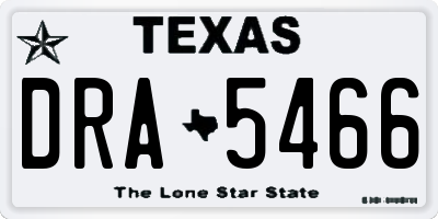 TX license plate DRA5466