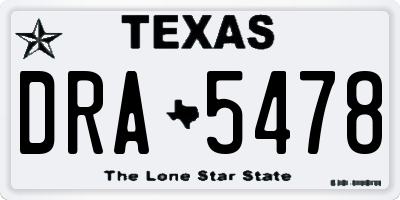 TX license plate DRA5478