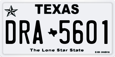 TX license plate DRA5601