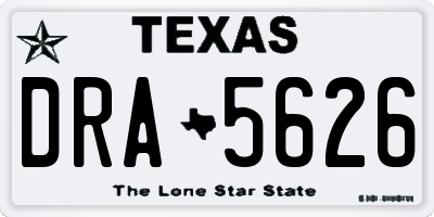 TX license plate DRA5626