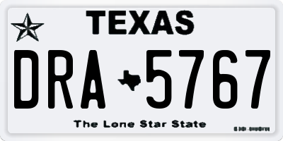 TX license plate DRA5767