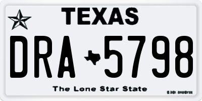 TX license plate DRA5798