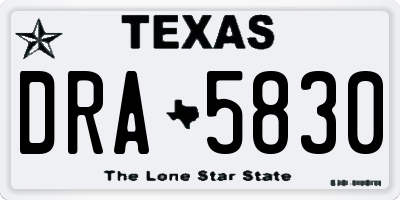TX license plate DRA5830