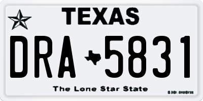 TX license plate DRA5831