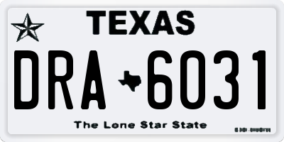 TX license plate DRA6031