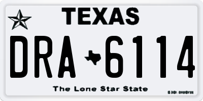 TX license plate DRA6114