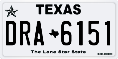 TX license plate DRA6151