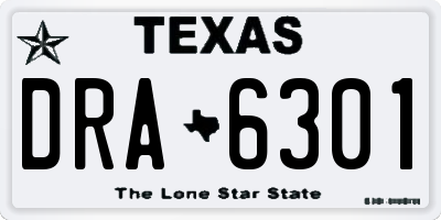 TX license plate DRA6301