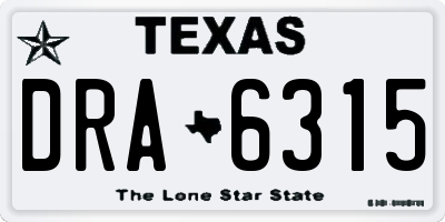 TX license plate DRA6315