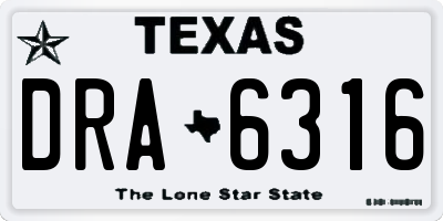 TX license plate DRA6316