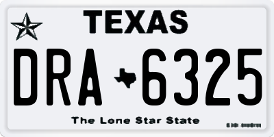 TX license plate DRA6325