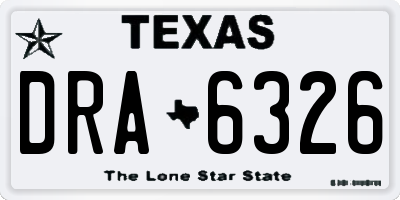 TX license plate DRA6326