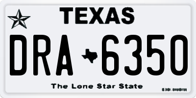 TX license plate DRA6350