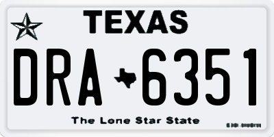 TX license plate DRA6351