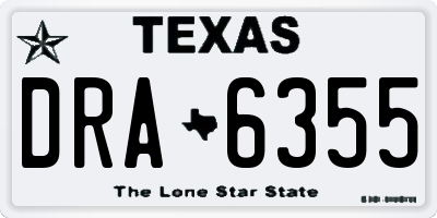TX license plate DRA6355
