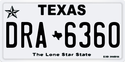 TX license plate DRA6360