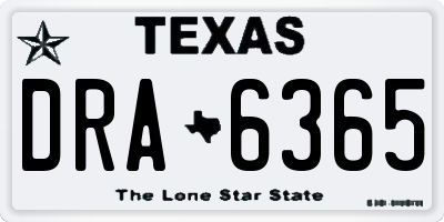 TX license plate DRA6365