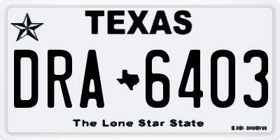 TX license plate DRA6403