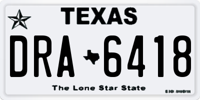 TX license plate DRA6418