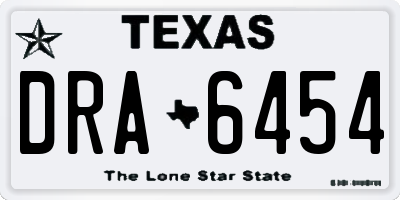 TX license plate DRA6454