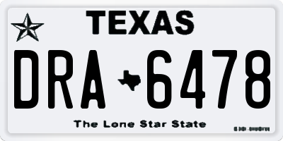 TX license plate DRA6478