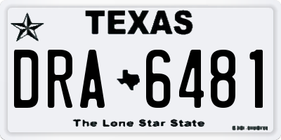 TX license plate DRA6481