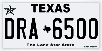 TX license plate DRA6500