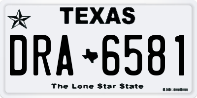 TX license plate DRA6581