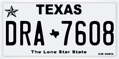 TX license plate DRA7608