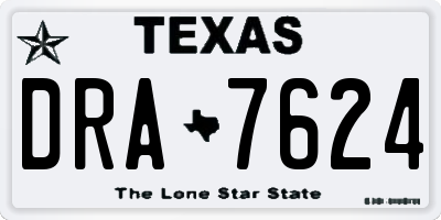 TX license plate DRA7624