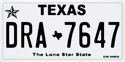 TX license plate DRA7647