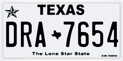 TX license plate DRA7654