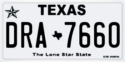 TX license plate DRA7660