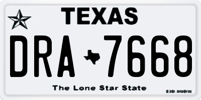 TX license plate DRA7668