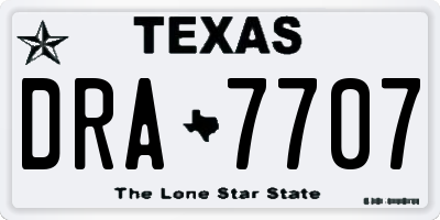 TX license plate DRA7707