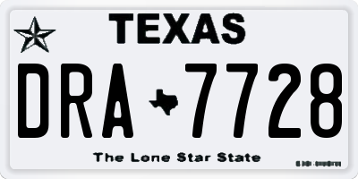 TX license plate DRA7728