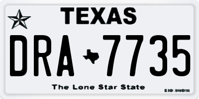 TX license plate DRA7735