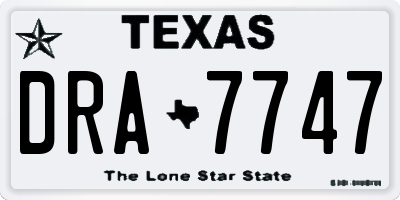 TX license plate DRA7747