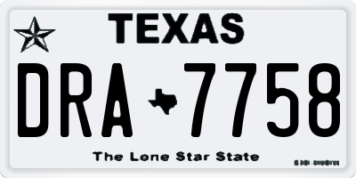 TX license plate DRA7758