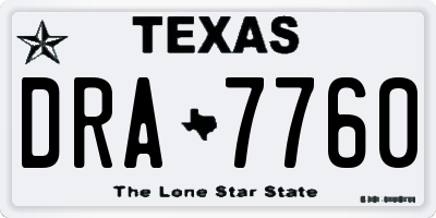 TX license plate DRA7760